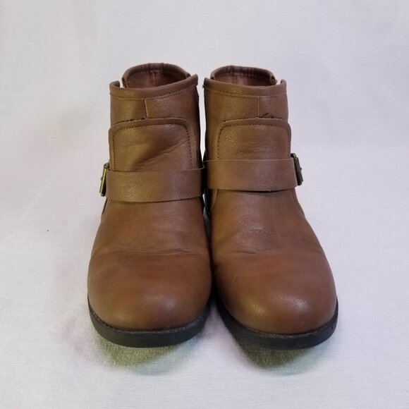 Lexi & Abbie Women's Tan Vegan Leather Ankle Booties Round Toe Size 6 - Picture 2 of 8